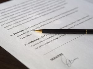 original contract document with signature
