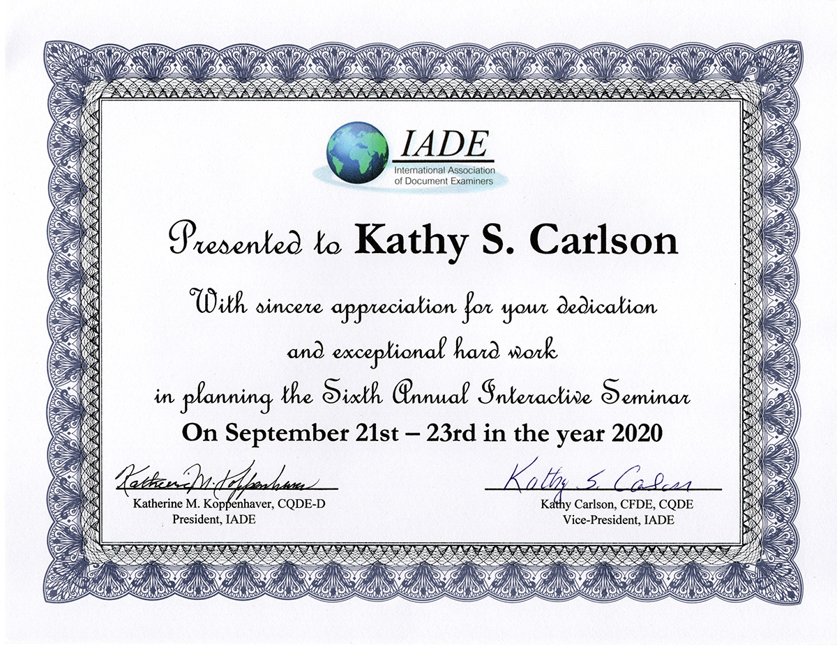 IADE 2020 appreciation for conference